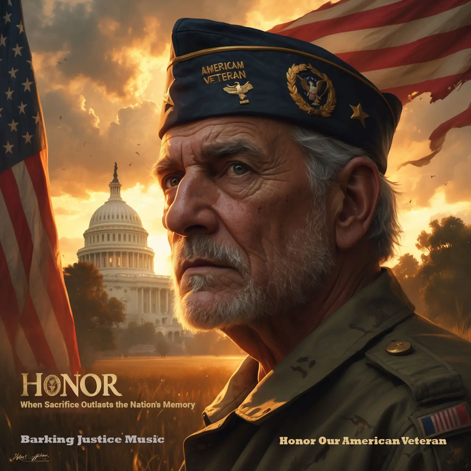 Cover art for Honor, a veterans anthem about disability, post-traumatic stress, benefit cuts, Veterans Affairs delays and abandonment after service.