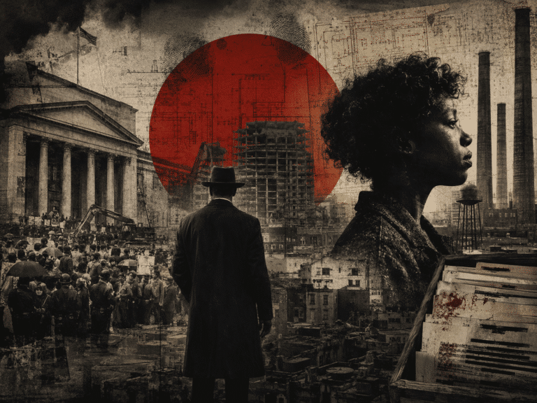 Season One cover art for Time Capsules, The Machine Changes, showing a woman's profile beside a government building and industrial skyline.
