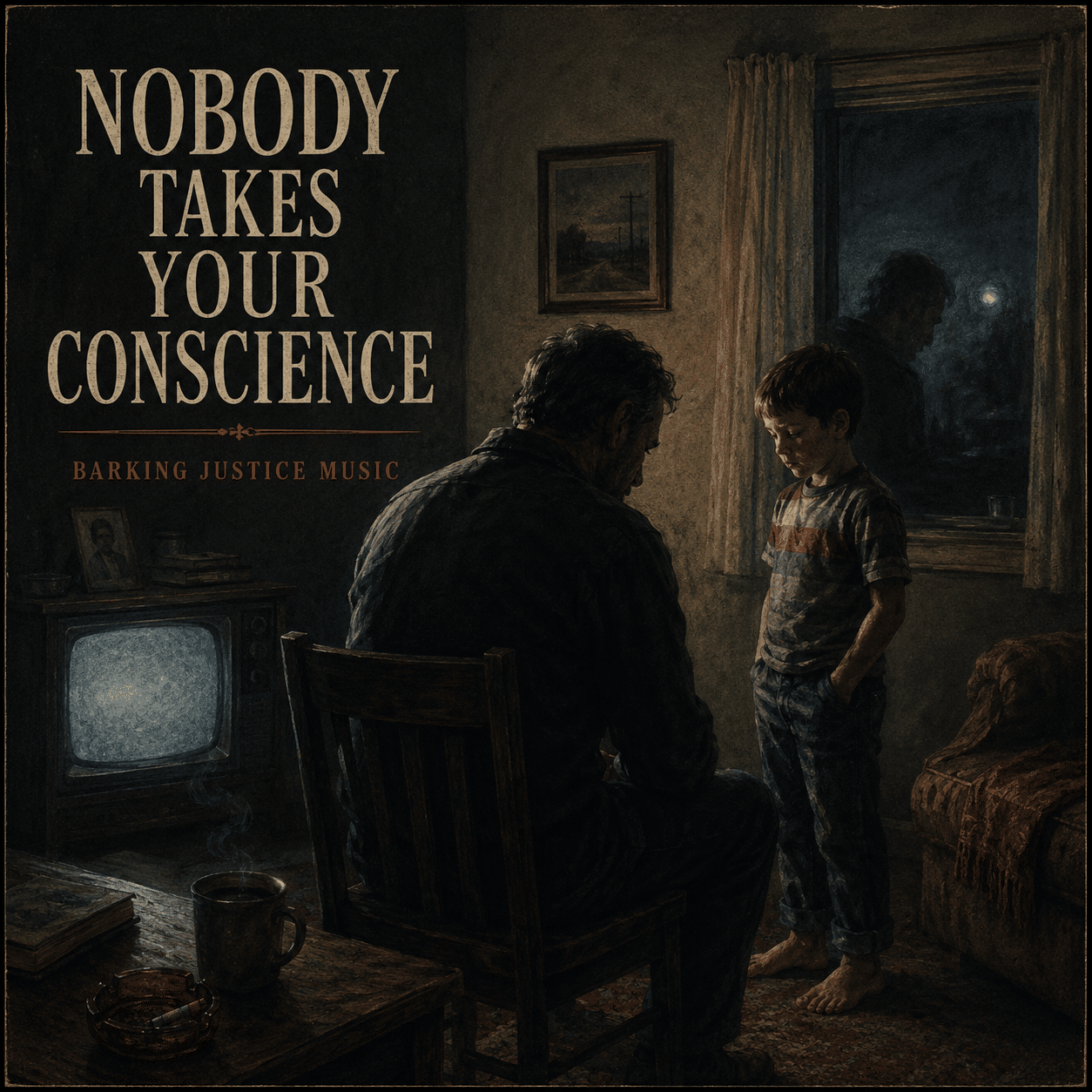 Nobody Takes Your Conscience protest anthem cover art about conscience, moral compromise, complicity and civic courage.
